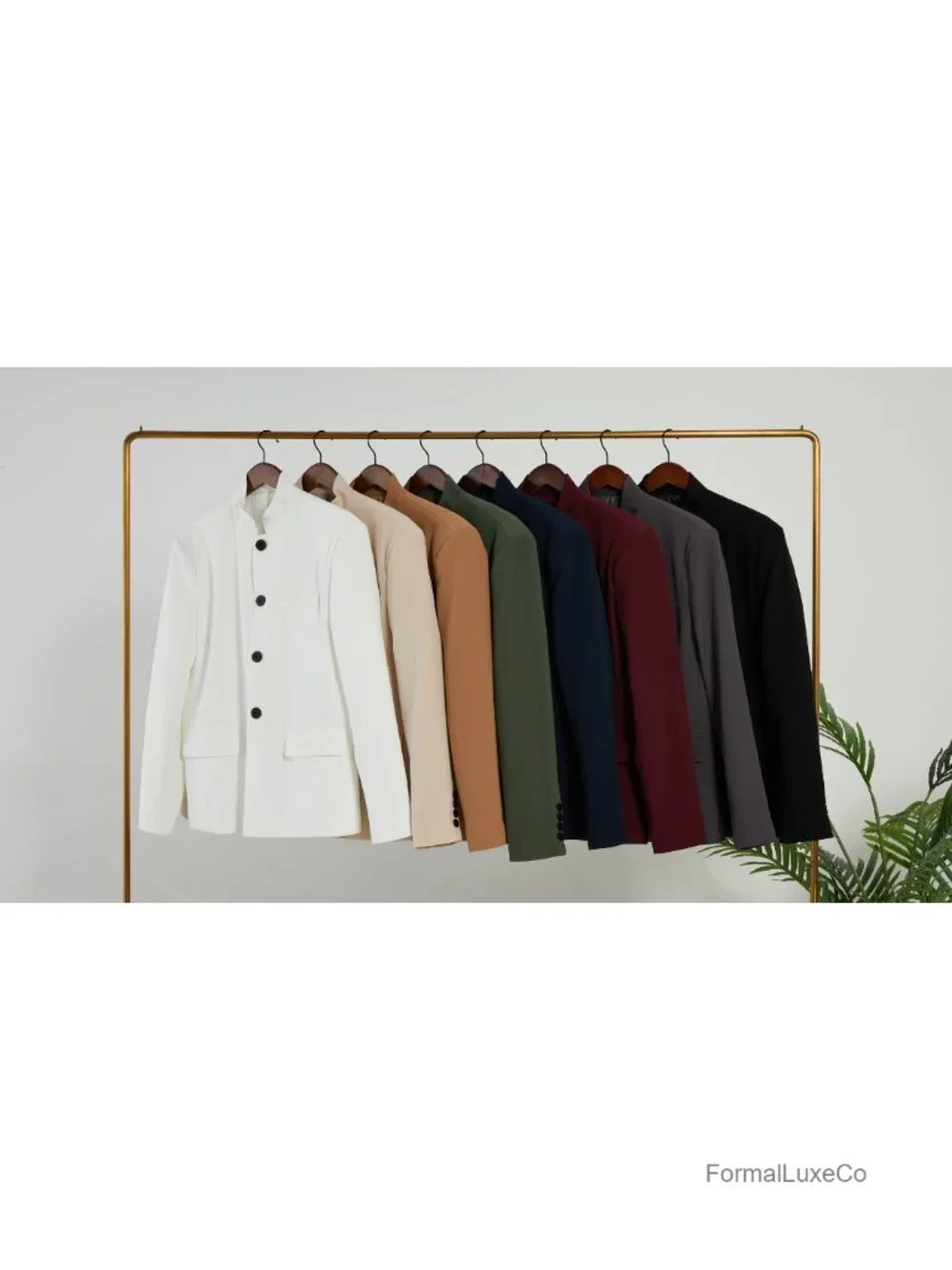 Men's Casual Suit Blazer Mandarin Collar Lightweight Lined Sport Coat